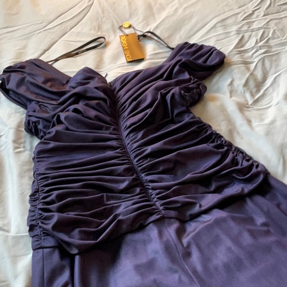 BNWT Tadashi Shoji royal purple ruched full length ball gown XS or US6 - Picture 6 of 8